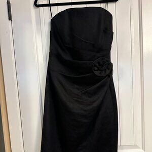White House Black Market Strapless Dress Sz 6 Black Evening Occasion Knee Length